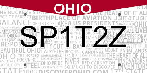 SP1T2Z Ohio License Plate