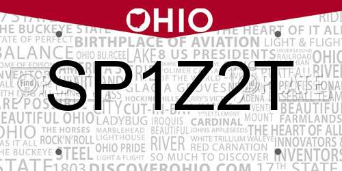 SP1Z2T Ohio License Plate