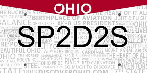 SP2D2S Ohio License Plate
