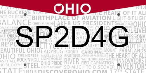 SP2D4G Ohio License Plate