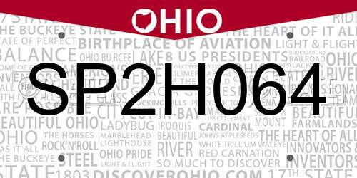 SP2H064 Ohio License Plate