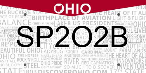SP2O2B Ohio License Plate