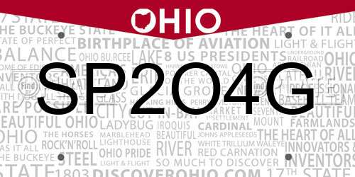SP2O4G Ohio License Plate