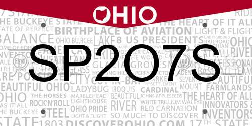 SP2O7S Ohio License Plate