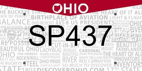 SP437 Ohio License Plate