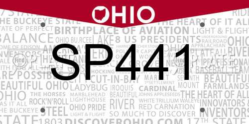 SP441 Ohio License Plate