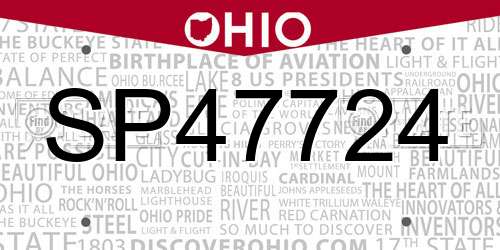 SP47724 Ohio License Plate