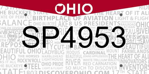 SP4953 Ohio License Plate