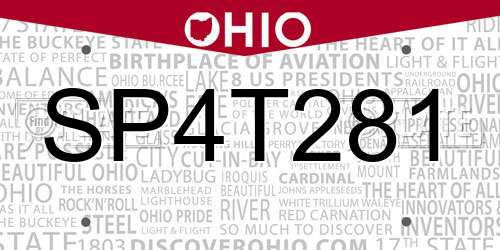 SP4T281 Ohio License Plate
