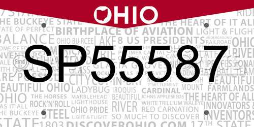 SP55587 Ohio License Plate