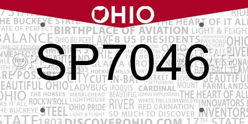 SP7046 Ohio License Plate