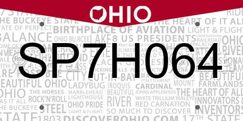 SP7H064 Ohio License Plate