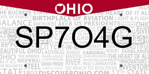 SP7O4G Ohio License Plate
