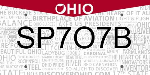 SP7O7B Ohio License Plate