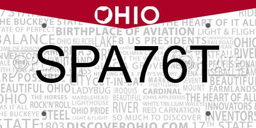 SPA76T Ohio License Plate