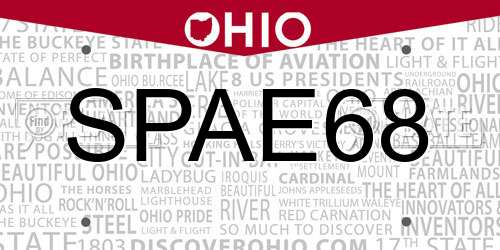 SPAE68 Ohio License Plate