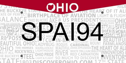 SPAI94 Ohio License Plate