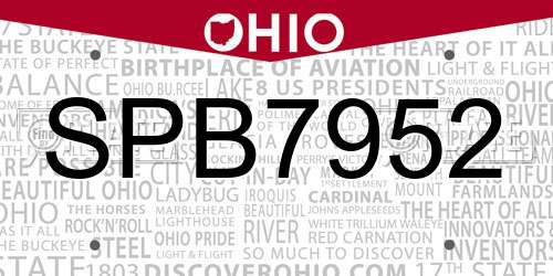 SPB7952 Ohio License Plate