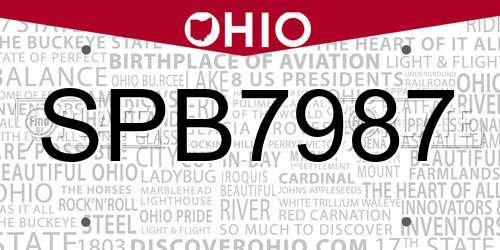 SPB7987 Ohio License Plate
