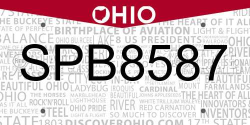 SPB8587 Ohio License Plate