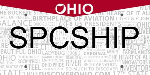 SPCSHIP Ohio License Plate