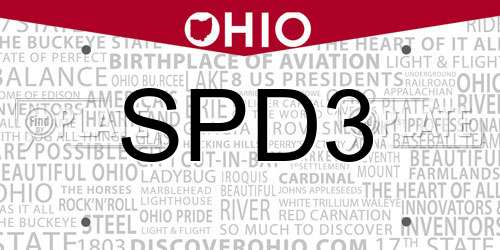 SPD3 Ohio License Plate