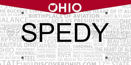 SPEDY Ohio License Plate