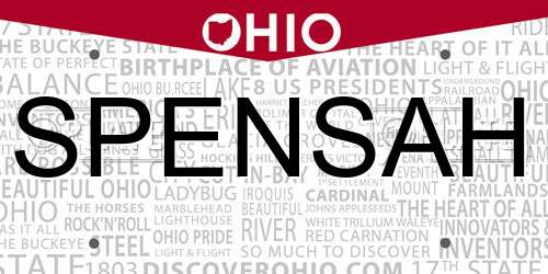 SPENSAH Ohio License Plate