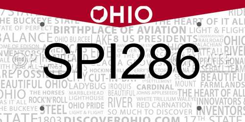 SPI286 Ohio License Plate