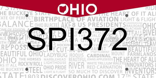 SPI372 Ohio License Plate