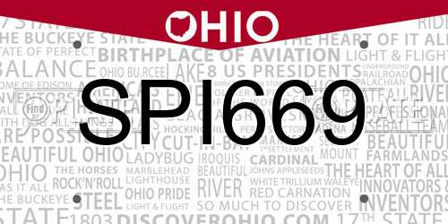 SPI669 Ohio License Plate