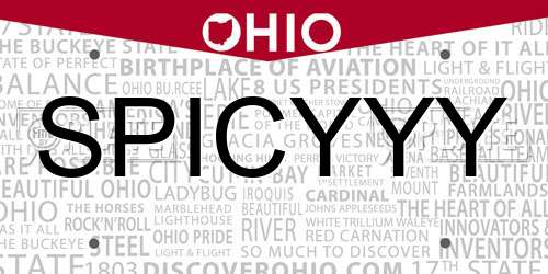 SPICYYY Ohio License Plate