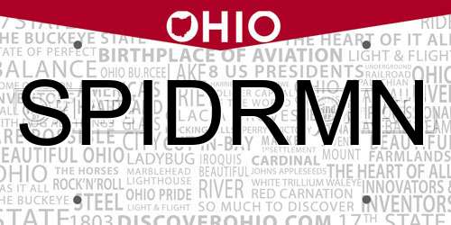 SPIDRMN Ohio License Plate