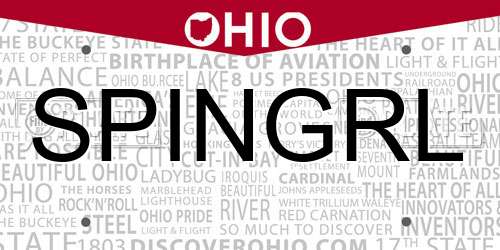 SPINGRL Ohio License Plate