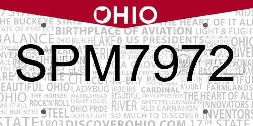 SPM7972 Ohio License Plate