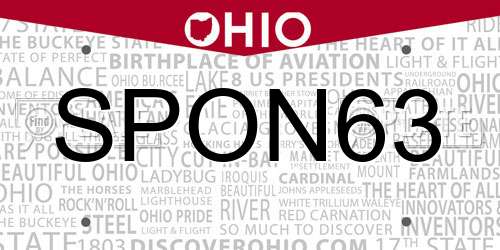 SPON63 Ohio License Plate