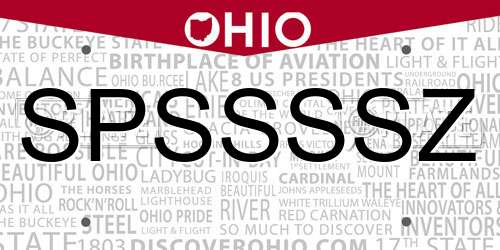 SPSSSSZ Ohio License Plate