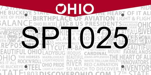 SPT025 Ohio License Plate