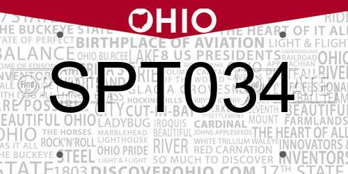SPT034 Ohio License Plate
