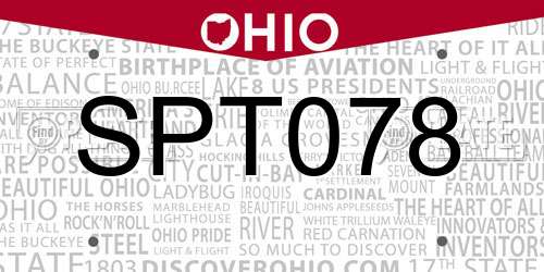 SPT078 Ohio License Plate