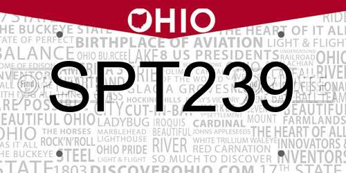 SPT239 Ohio License Plate