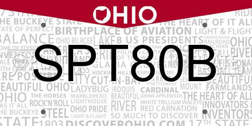 SPT80B Ohio License Plate