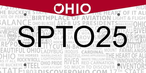 SPTO25 Ohio License Plate