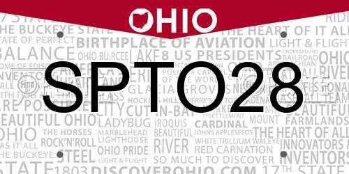 SPTO28 Ohio License Plate