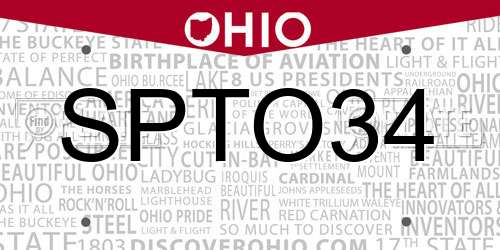 SPTO34 Ohio License Plate