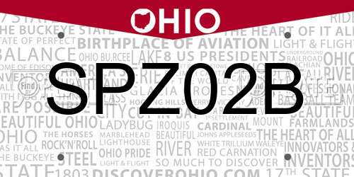 SPZ02B Ohio License Plate