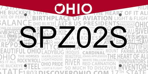 SPZ02S Ohio License Plate