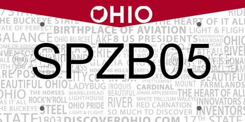 SPZB05 Ohio License Plate