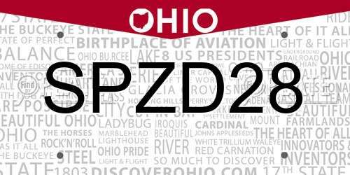 SPZD28 Ohio License Plate