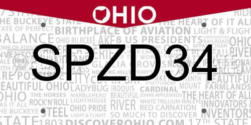 SPZD34 Ohio License Plate